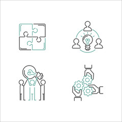 Sticker - Business teamwork outline icons vector.