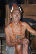Portrait of the warrior from the tribe of Konyak headhunters in the Nagaland state, India

