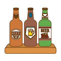 Poster - contour bottle of beer icon image design, vector illustration