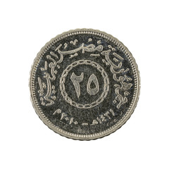 25 egyptian piastre coin reverse isolated on white background