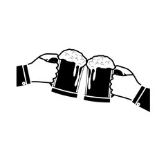 Sticker - black glasses of beers in the hand icon design, vector illustration