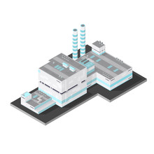 Isometric Industrial Power Station. 

Vector Illustration Concept Of Electrical Power Generation Icon.