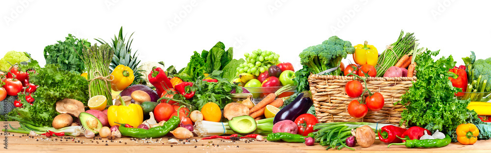 Organic vegetables and fruits - obrazy, fototapety, plakaty 