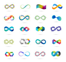 Colorful Abstract Infinity, Endless Symbols And Icon Collection