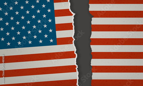 Fotografía American Flag torn apart - Divided we Fall