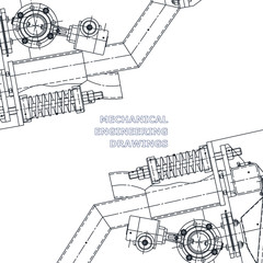 Mechanical engineering the drawing. Technical illustrations. The drawing for technical design. Cover, place for inscriptions