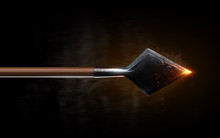 Blazing Flying Arrows On Black Background Isolated. Concept. 3d Render