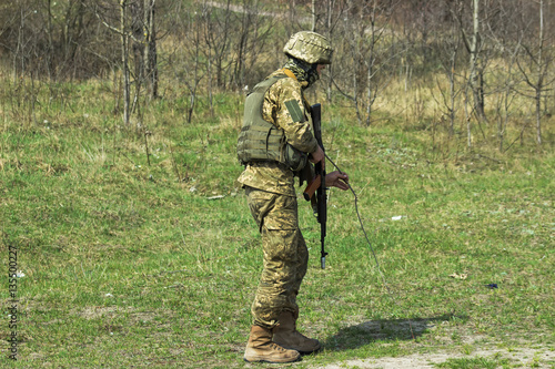 Fotografía Military with kalashnikov at tactical exercises