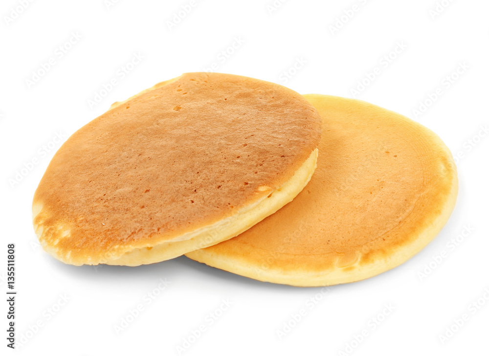 Tasty pancakes isolated on white
