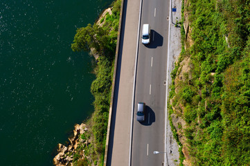 Canvas Print - Coastal road. View from above