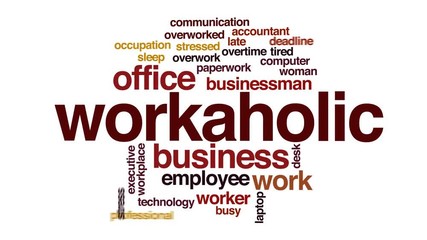 Wall Mural - Workaholic animated word cloud, text design animation.