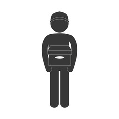 Canvas Print - man carrying delivery box figure pictogram vector illustration eps 10