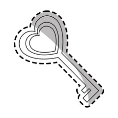 Wall Mural - key in heart shape over white background. vector illustration