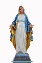 Statues Of Holy Women In Roman Catholic Church Isolated Background