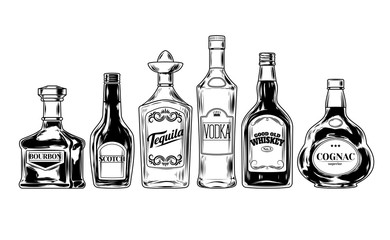 Canvas Print -  set of bottles for alcohol