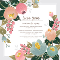  Vector illustration of a beautiful floral border with spring flowers for invitations and birthday cards 