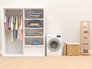 Laundry room interior with floor 