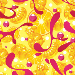 Wall Mural - Vector orange jelly candy seamless pattern