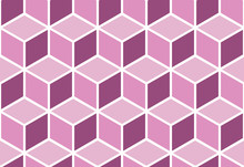 Abstract Seamless Violet Cube Pattern. Geometric Vector Background. Optical Illusion.