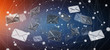 © sdecoret - 3D rendering flying email icon and web flying