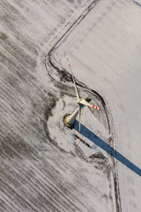 Wall Mural - aerial view of wind turbine on a field