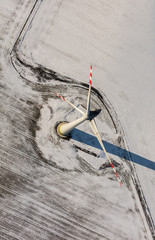 Wall Mural - aerial view of wind turbine on a field