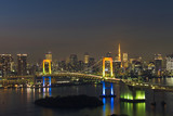 Fototapeta Miasta - 虹色 レインボーブリッジと東京タワー　夜景
