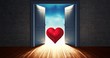 © vectorfusionart - Open door to sky with red heart shape