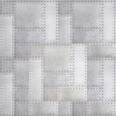 Wall Mural - Steel metal plates background with rivets seamless