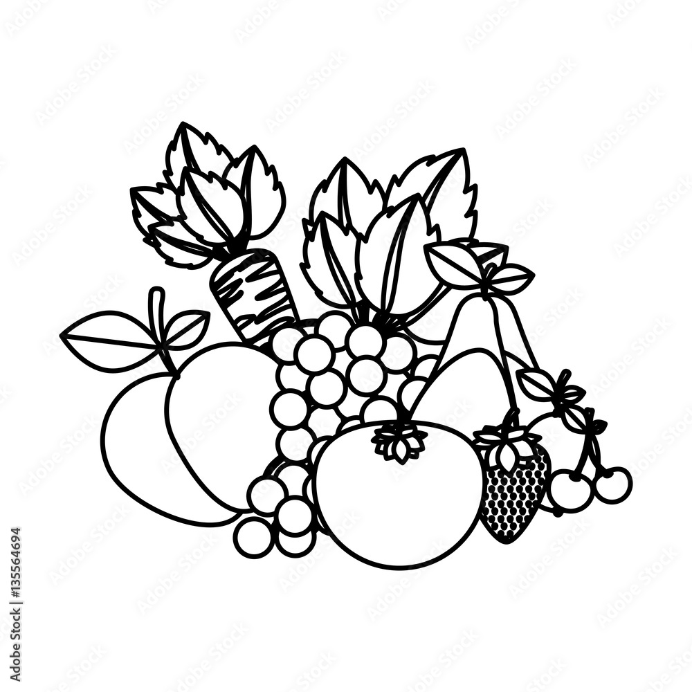 Fruits and vegetables icon vector illustration graphic design Stock Vector  | Adobe Stock, image size:1000x1000