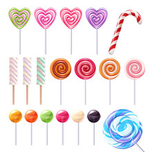 Big Lollipops Set Vector Illustration.