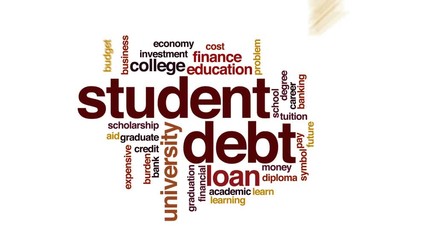 Sticker - Student debt animated word cloud, text design animation.