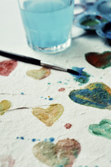 Wall Mural - watercolor hearts