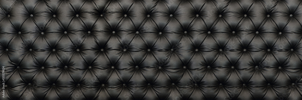 horizontal elegant black leather texture with buttons for patter - obrazy, fototapety, plakaty 