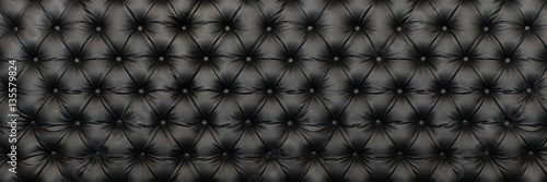 Fotomural horizontal elegant black leather texture with buttons for patter