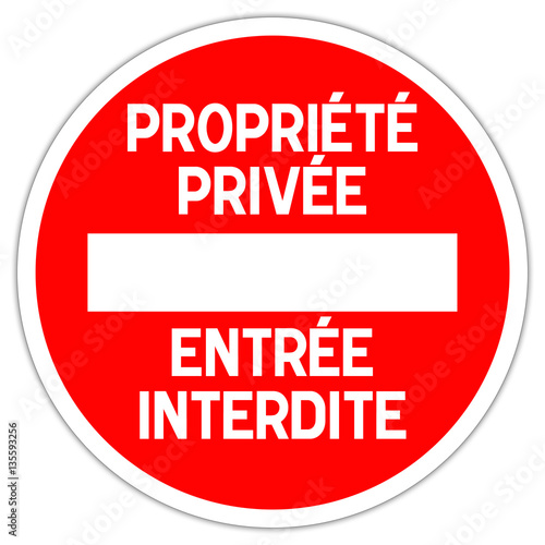 Fotografie, Obraz Panneau routier en France : propriété privée