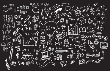 Hand drawn business icon set
