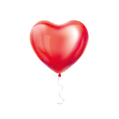 Sticker - Heart Red transparent balloon on background.