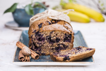 banana bread with blueberries