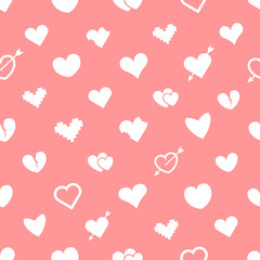 Poster - Different abstract hearts pink seamless pattern