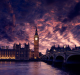 Fototapeta Big Ben - Big Ben Clock Tower London at Thames River