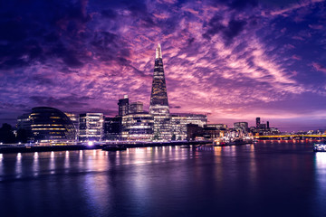 Wall Mural - London skyline sunset City Hall and Shard