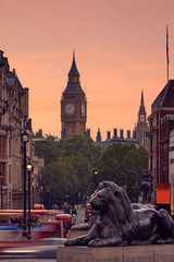 Wall Mural - London Trafalgar Square lion and Big Ben