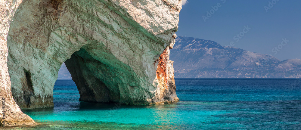 Obraz na płótnie Blue caves on Zakynthos Island Greece w salonie