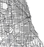 Fototapeta Mapy - Black and white scheme of Chicago, USA. City Plan of Chicago