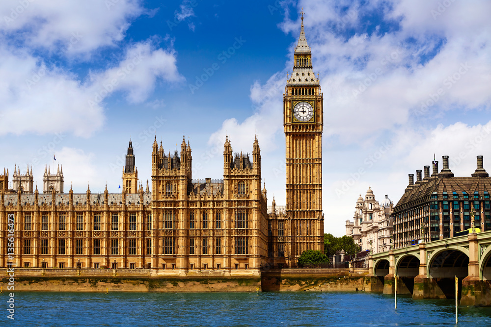 Fotovorhang - Big Ben London Clock tower in UK Thames
