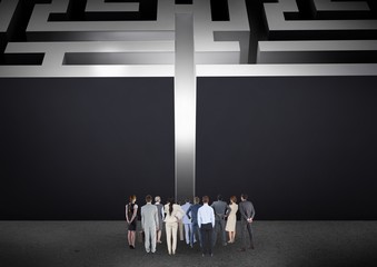 Wall Mural - Business people looking at maze