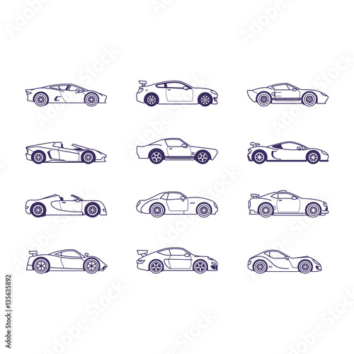 Side View Of Various Sports Car Outline Icon Buy This