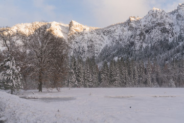 Wall Mural - Afternoon Light on the Three Brothers in Yosemite National Park with a fresh coat of Snow