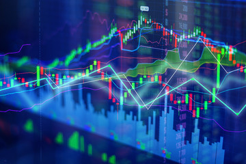 Wall Mural - Candle stick graph chart of stock market investment trading